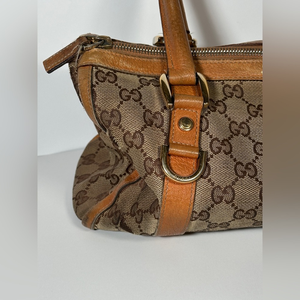 GUCCI Mini Boston Bag Abby GG Canvas BRW Distressed Designer Hand Bag Authentic - Picture 15 of 16